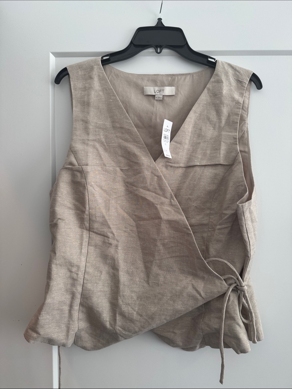 LOFT Neutral Taupe Sleeveless Wrap Camisole